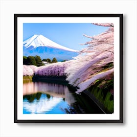 Cherry Blossoms In Japan Near Beach Art Print