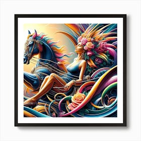 Woman Riding A Horse Art Print