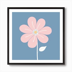 A White And Pink Flower In Minimalist Style Square Composition 4 Art Print