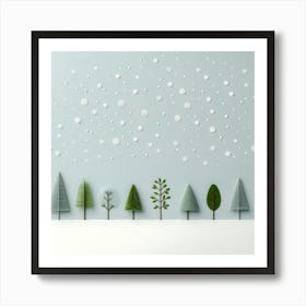 Christmas Trees In Different Shades of Green Art Print