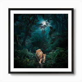 Lions In The Forest Póster