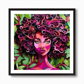 Afro-Futuristic Girl With Colorful Hair Art Print