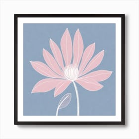 A White And Pink Flower In Minimalist Style Square Composition 738 Art Print