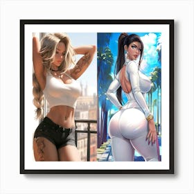 Two Women Posing Art Print