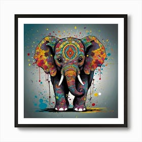 Adorably Playful Baby Elephant Art Print