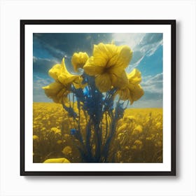 Yellow Flowers In A Field 45 Art Print