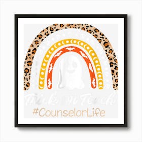 Trick Or Teach Counselor Life Halloween Leopard Rainbow Art Print