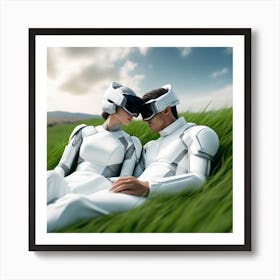 Couple In Vr Headsets Art Print