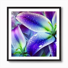 purple, blue and lime lilies Art Print