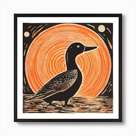 Retro Bird Lithograph Duck 2 Art Print