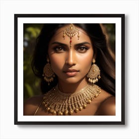 Indian Woman In Gold Jewelry Art Print