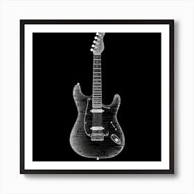 Black And White Electric Guitar Art Print