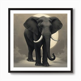 Elephant In The Moonlight Art Print