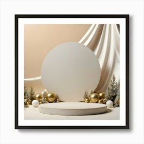 White Circle With Gold Ornaments 5 Art Print