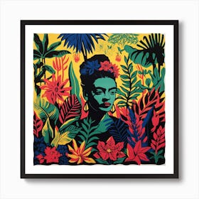 Frida Kahlo Vibrant Lino Print Art Print