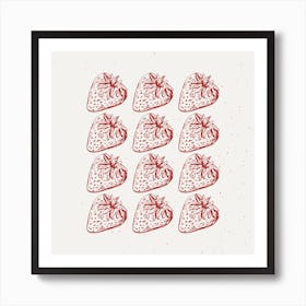 Strawberries Square Art Print