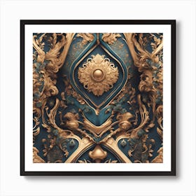 Gold And Blue Wallpaper Art Print