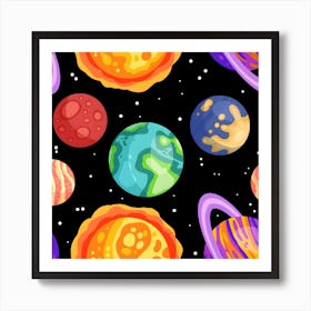 Planets Seamless Pattern Art Print