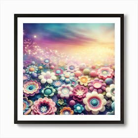 Colorful Flowers Background Art Print