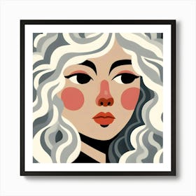 Illustration Of A Girl With White Hair Art Print