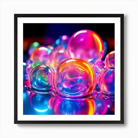 Glow Shapes Neon Bright Color 3d Fluid Bubbles Luminous Vibrant Vivid Radiant Flowing G (23) Art Print