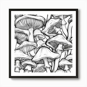 Seamless Pattern Of Mushrooms Art Print