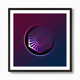 Geometric Neon Glyph on Jewel Tone Triangle Pattern 459 Art Print