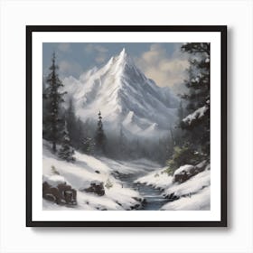 Snowy Mountain Stream 1 Art Print