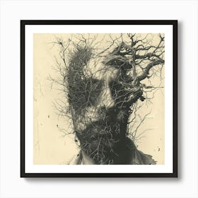 Man With Branches On His Head Art Print