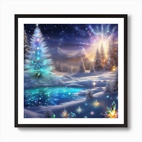 Christmas Tree In The Snow 2 Art Print