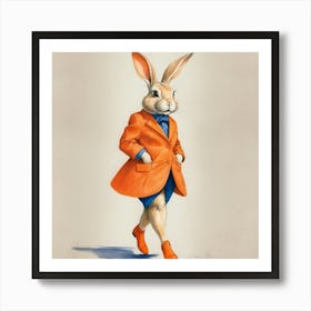 Rabbit In Orange Suit 1 Art Print