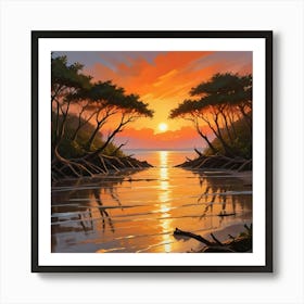 Sunset At The Beach 5 Art Print