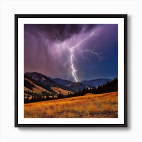 Impressive Lightning Strikes In A Strong Storm 18 Art Print