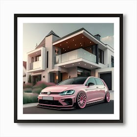 Pink Volkswagen Golf R 2 Affiche