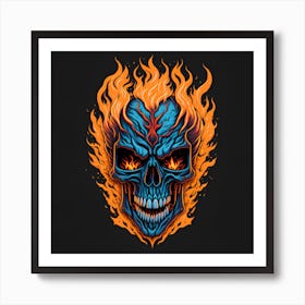 Skull In Flames Art Print