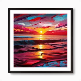 Sunset At The Beach 236 Art Print