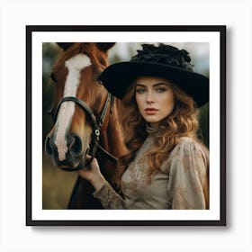 Beautiful Woman With A Horse 1 Art Print