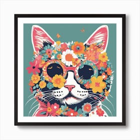 Flower Power Cat Art Print (2) Art Print