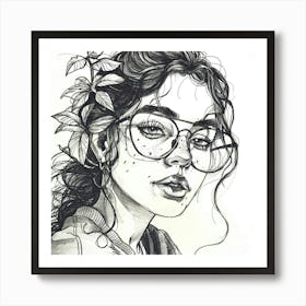 Girl With Glasses Art Print