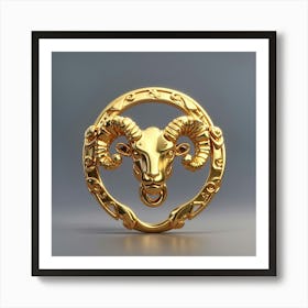 Default Simple Symbol Of Zodiac Sign Aries Made Of Pure Gold S 3 Art Print