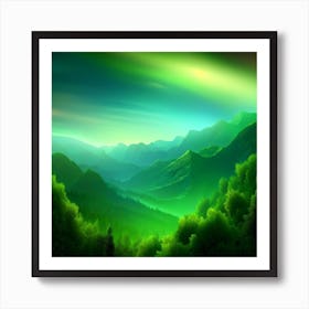 Green Forest Landscape Art Print