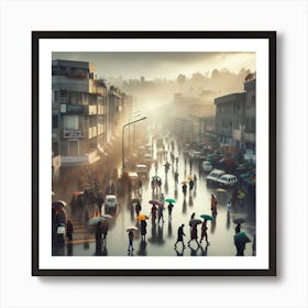 Rainy Day In The City Art Print