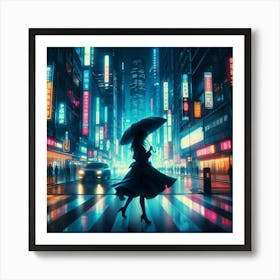 Girl Walking In The City Art Print