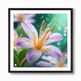 Water Drops On A Flower Art Print