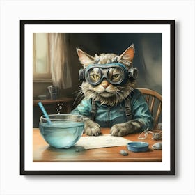 Cat In Goggles 1 Art Print