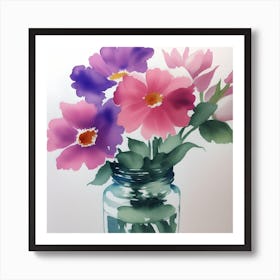 Flowers In A Mason Jar Art Print