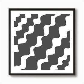 Grey Wavy Pattern Art Print