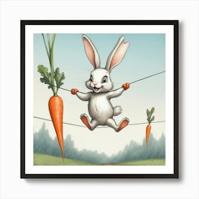 Rabbit Hanging On Wires Art Print