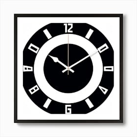 Black And White Clock Art Print