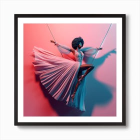 Afro-American Woman On Swings Art Print